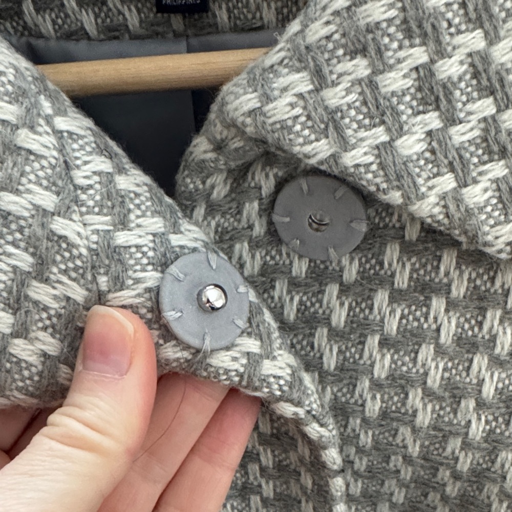 Anne Klein Gray Textured Tweed Jacket Women’s Button Front Career Blazer Size 4 - Picture 8 of 8